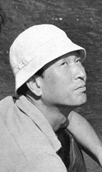 Akira Kurosawa on a film set