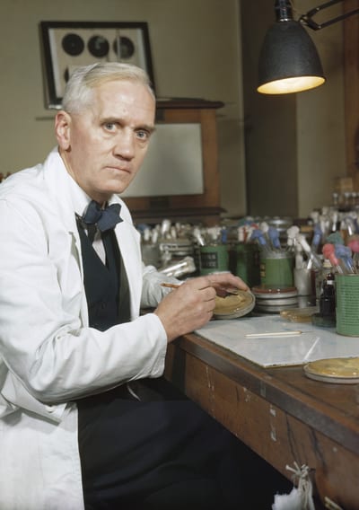 Photograph of Alexander Fleming, Scottish bacteriologist who discovered penicillin