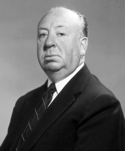 Alfred Hitchcock in his trademark silhouette pose