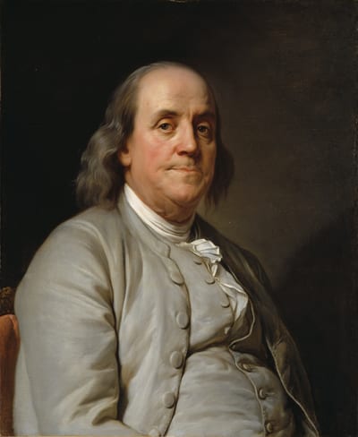 Portrait of Benjamin Franklin, American Founding Father, scientist, and inventor