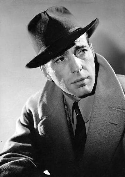 Humphrey Bogart in a classic noir film portrait