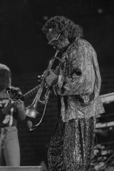 Miles Davis playing the trumpet